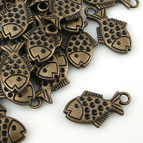 [기본부자재] 청동 지퍼장식(지퍼텍) 물고기 (50개) (set)