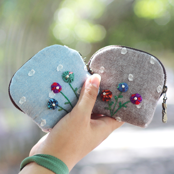 퀼트의시작은? 엔조이퀼트와 함께,[바이핸즈] 퀼트패키지 소품 - 밀크동전지갑세트(블루+브라운)