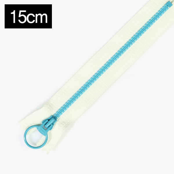 퀼트의시작은? 엔조이퀼트와 함께,[YKK] 비슬론 콤비 지퍼 3호(15cm) - 아이보리(스카이블루)