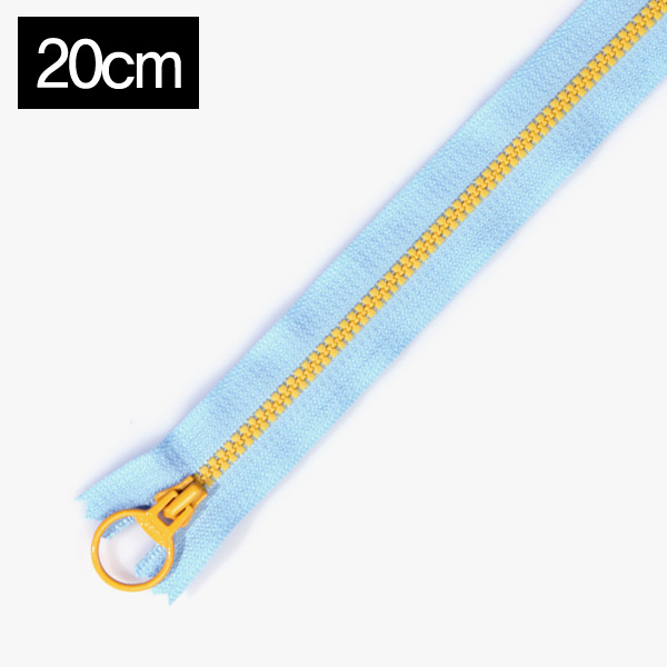 퀼트의시작은? 엔조이퀼트와 함께,[YKK] 비슬론 콤비 지퍼 3호(20cm) - 라이트블루(골드옐로우)