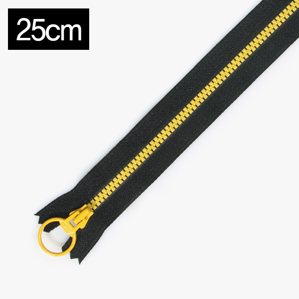 퀼트의시작은? 엔조이퀼트와 함께,[YKK] 비슬론 콤비 지퍼 3호(25cm) - 블랙(골드옐로우)