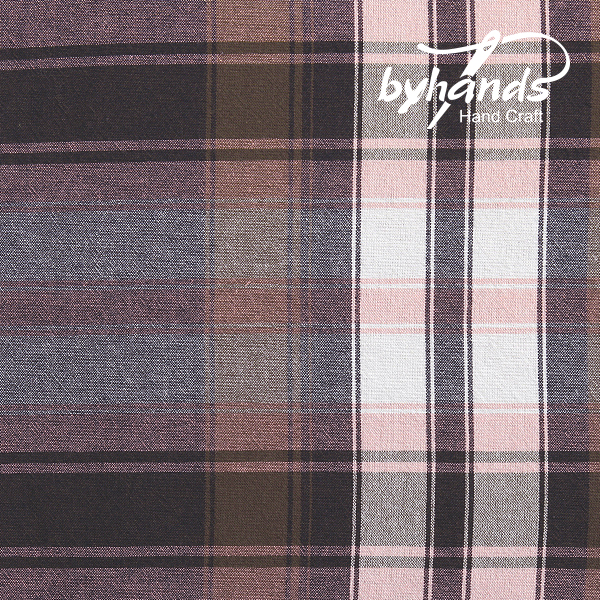 [바이핸즈] 마드라스 선염체크원단 - 딥핑크(더블롤링 10YD)