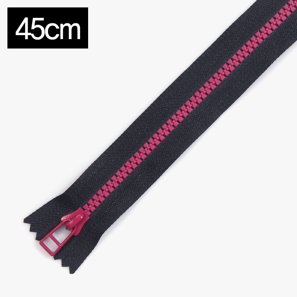 퀼트의시작은? 엔조이퀼트와 함께,[YKK] 비슬론 콤비 지퍼 5호(45cm) - 블랙(레드퍼플)