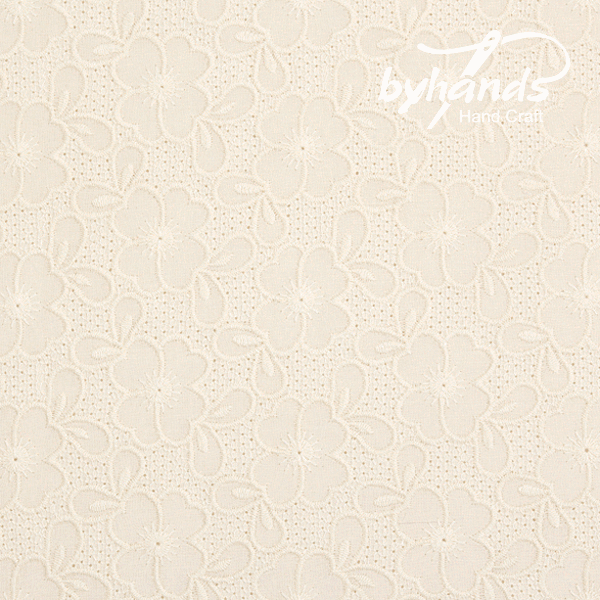 퀼트의시작은? 엔조이퀼트와 함께,[바이핸즈] 대폭 진달래 아일렛 레이스원단 - 내추럴 (EYL-0005)