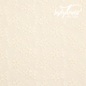 [바이핸즈] 대폭 리본 꽃다발 아일렛 레이스원단 - 내추럴 (EYL-0010) (1/2Yd)