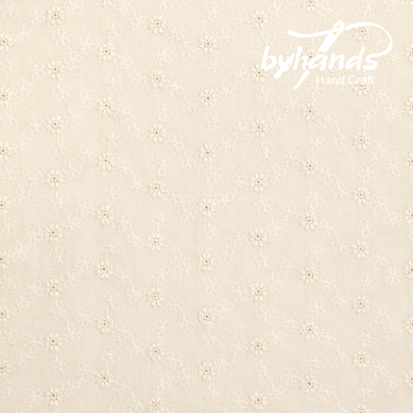 퀼트의시작은? 엔조이퀼트와 함께,[바이핸즈] 대폭 들꽃 아일렛 레이스원단 - 내추럴 (EYL-0012)