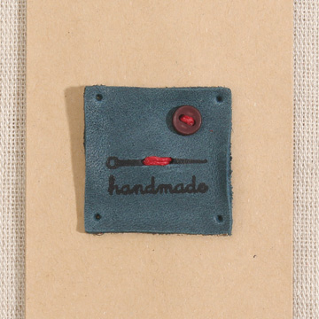 [장식부자재] 핸드메이드 바늘 천연 워싱 가죽라벨 - 블루그린 (개)