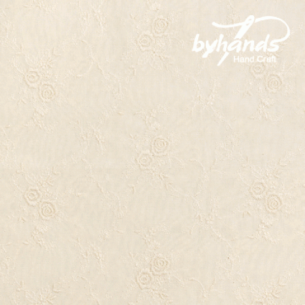 [바이핸즈] 대폭 복사꽃 아일렛 레이스원단 - 내추럴 (EYL-0001)