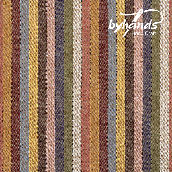 [바이핸즈] 멀티 스트라이프 라이트토프톤 선염체크원단(더블롤링 10YD)