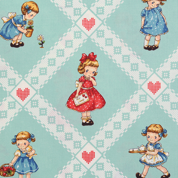 퀼트의시작은? 엔조이퀼트와 함께,[퀼트게이트] 디어 리틀 월드 마가렛 앤 소피 12 프린트원단 - 민트