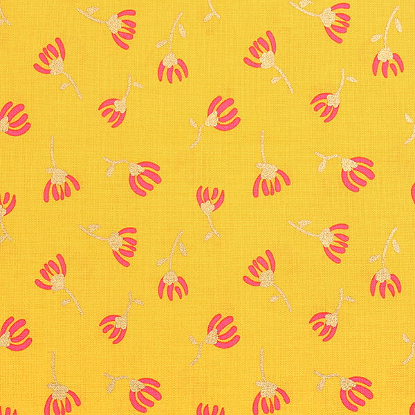 퀼트의시작은? 엔조이퀼트와 함께,[라일리블레이크] 스위트 허니 키스 코스모 프린트원단 - 엘로우