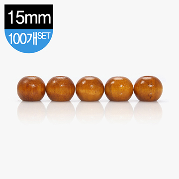 [장식부자재] 나무 장식 구슬 15mm 100개 1SET - 노랑 (set)