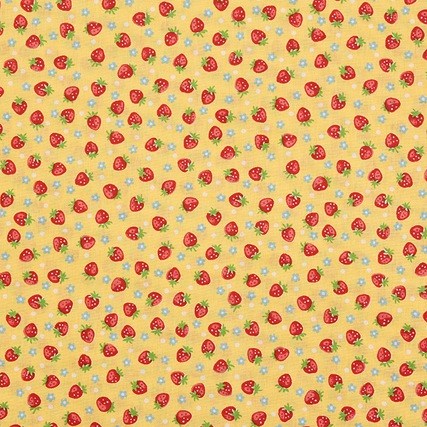 퀼트의시작은? 엔조이퀼트와 함께,[유와] 마츠야마 아츠코 리틀 스트로베리 셔팅 프린트원단 - 옐로우 (1/4yd) (D02)AT826597-A