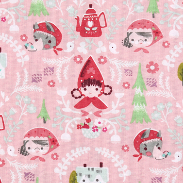 [라일리블레이크] 리틀 레드 인 우즈 8081 프린트원단 - 핑크 (1/2Yd)