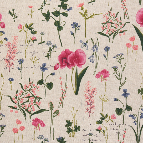 퀼트의시작은? 엔조이퀼트와 함께,[국산린넨] 대폭 수채화 린넨 프린트원단 - 핑크