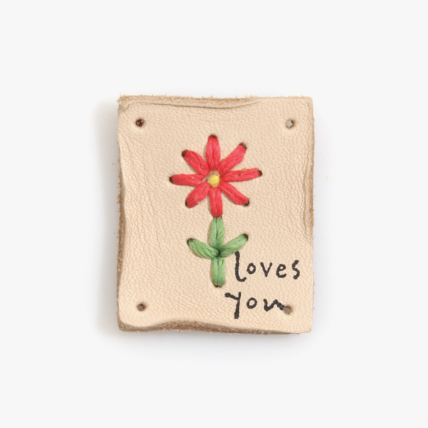 퀼트의시작은? 엔조이퀼트와 함께,[장식부자재] 데이지꽃 자수 워싱 천연 가죽라벨 - 베이지