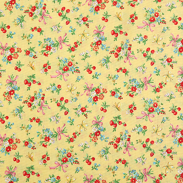 퀼트의시작은? 엔조이퀼트와 함께,[퀼트게이트] 디어 리틀 월드 해피 애니멀 14 시팅 프린트원단 - 옐로우