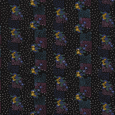 [코카] 오가닉 작은 꽃 발염패턴 프린트원단 - 블랙 (1/2Yd)