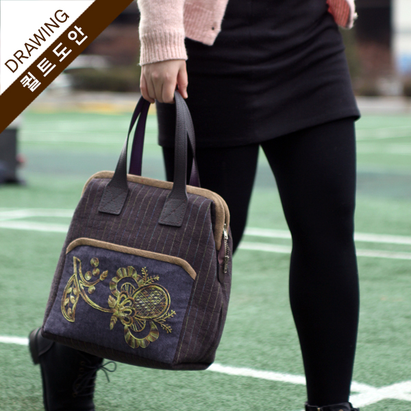 퀼트의시작은? 엔조이퀼트와 함께,[바이핸즈] 퀼트도안 - 크루엘로얄토트백(퍼플)-자수