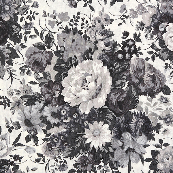 퀼트의시작은? 엔조이퀼트와 함께,[유와] 앤틱 플라워 시팅 프린트원단 - 모노 (1/4yd) 111318-10(J)