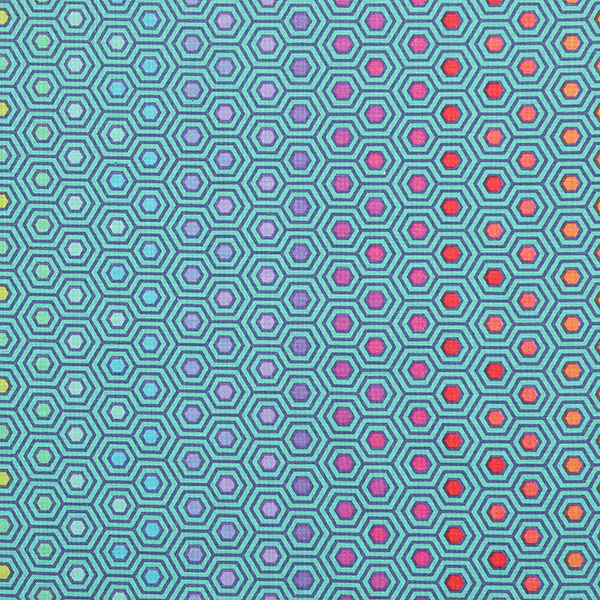 퀼트의시작은? 엔조이퀼트와 함께,[프리스피릿(로완)] 튤라핑크 헥시 레인보우 프린트원단 - 피코크