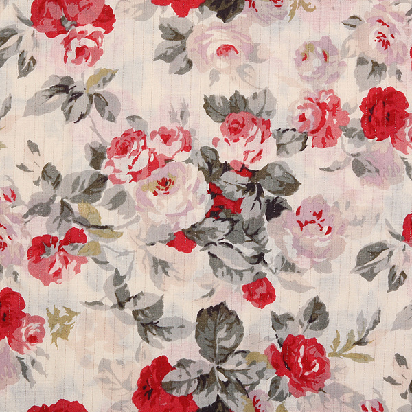 퀼트의시작은? 엔조이퀼트와 함께,[유와] 뮐루즈 컬렉션 향균, 향 바이러스 방취 그래피컬 로즈 아사(론) 프린트원단 - 레드 (1/4yd) (D02)MUMF319786-A