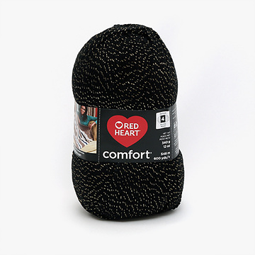 [코츠] (대용량 뜨개실) 컴포트 심머 펄 털실 340g (548m) - 블랙/골드 (개)