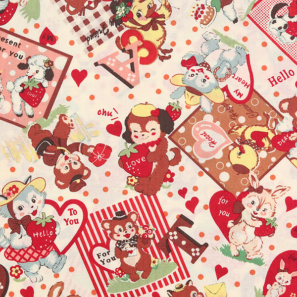 퀼트의시작은? 엔조이퀼트와 함께,[유와] 마츠야마 아츠코 돌 돌 알파벳 셔팅 프린트원단 - 오렌지 (1/4yd) (D02)AT802950-B