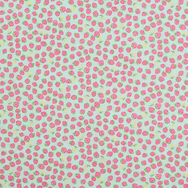 퀼트의시작은? 엔조이퀼트와 함께,[유와] 마츠야마 아츠코 미니 미니 스트로베리 셔팅 프린트원단 - 민트 (1/4yd) (D02)AT816618-E