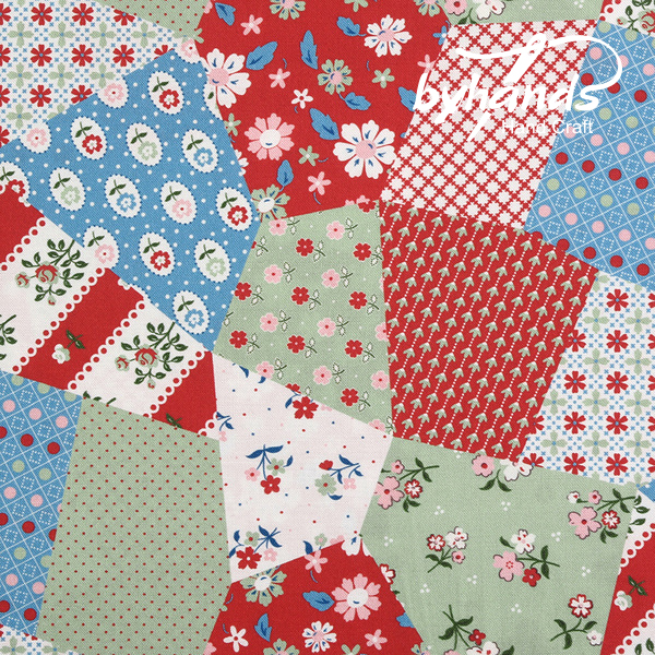 퀼트의시작은? 엔조이퀼트와 함께,[바이핸즈] DTP 크레이지 패치워크 피드색 컬러 프린트원단 - 블루멀티 (EYND-FINAL03)