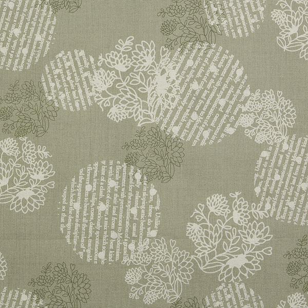 퀼트의시작은? 엔조이퀼트와 함께,[유와] 아키타 케이코 라우드 플라워 셔팅 프린트원단 - 라이트카키 (1/4yd) (D01)AK829606-E