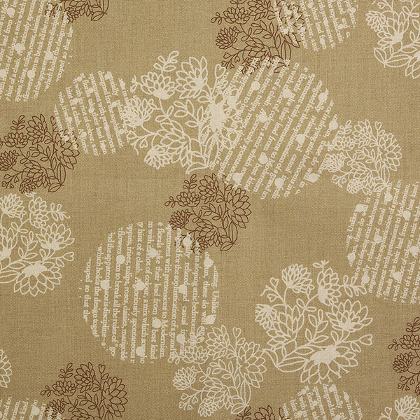 퀼트의시작은? 엔조이퀼트와 함께,[유와] 아키타 케이코 라우드 플라워 셔팅 프린트원단 - 라이트브라운 (1/4yd) (D01)AK829606-F