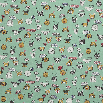 [코카] 꼬마 프리독 스탬프 시팅 프린트원단 - 민트 (1/2Yd)