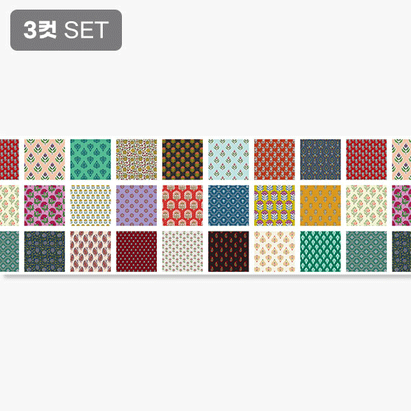 퀼트의시작은? 엔조이퀼트와 함께,바이핸즈 DTP 옥스포드 핸드블록 커트지 150cm x 50cm - 3컷 1세트