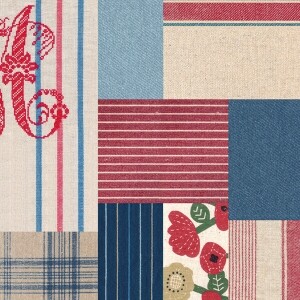하프린넨 멀티 패치워크 (레드) (1/2Yd)