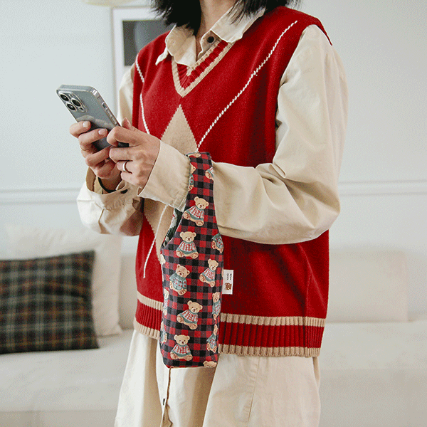 퀼트의시작은? 엔조이퀼트와 함께,[바이핸즈] 퀼트패키지 퀼트패키지 가방 - 베어 체크 텀블러백