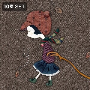 [바이핸즈] DTP 옥스포드 대폭 낭만 & 로맨틱 아플리케 입체프린트 커트지 (EYCD-53) - 10컷 1세트 (개)