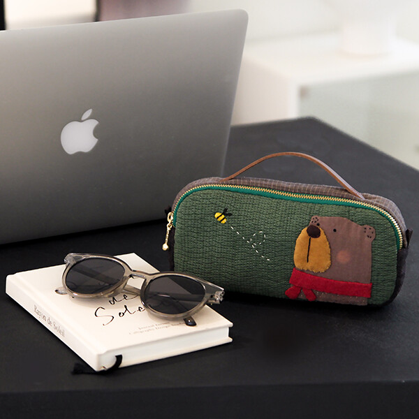 퀼트의시작은? 엔조이퀼트와 함께,[바이핸즈] 퀼트패키지 소품 - 누빔 베어 핸들 파우치