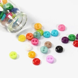 플라스틱 원형 미니 단추 6mm 60개 SET - 멀티 (set)