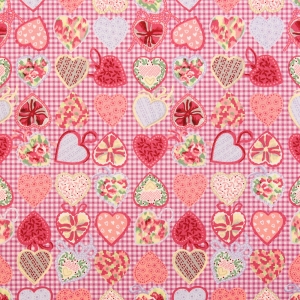 [유와] 크리스마스 하트 셔팅 프린트원단 - 핑크 (1/4yd) 829974-D (개)