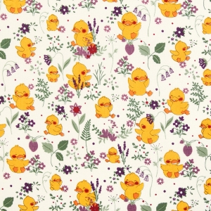 [코튼프린트] 대폭 스마일오리 프린트원단 - 아이보리 (1/2Yd)