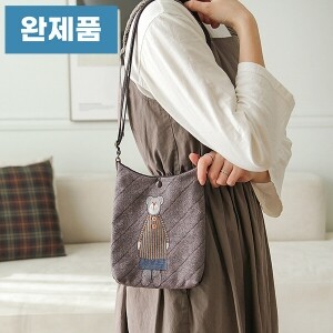 [바이핸즈] 퀼트완제품 가방 - 피싱베어 숄더백 (핑크 브라운) (개)