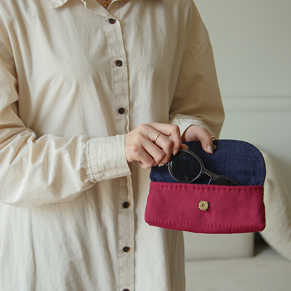 [바이핸즈] 퀼트패키지 소품 - 하프린넨 스퀘어 선글라스케이스