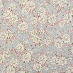 코튼프린트 60수 론(아사) 데이지 프린트원단 블루 (1/2Yd)