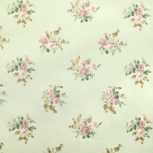 코튼프린트 60수 론(아사) 민트부케 프린트원단 민트 (1/2Yd)