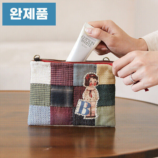[바이핸즈] 퀼트완제품 가방 -  감성체크 파우치백
