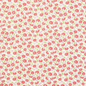 코튼프린트 60수 론(아사) 쁘띠 블라섬 프린트원단 레드 (1/2Yd)