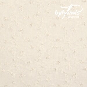 [바이핸즈] 대폭 리본 타원 아일렛 레이스원단 - 내추럴 (EYL-0021) (1/2Yd)