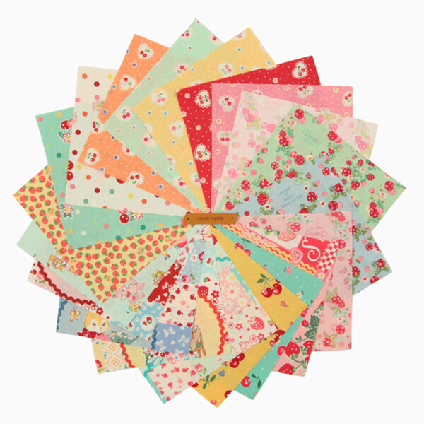 체리 베리 롤케이크 조각 원단 20종 소잉 부자재 세트 12x12cm